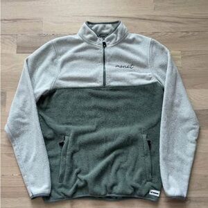 Monet Men's Light/Dark Green Micro Fleece 1/4 Zip Pullover